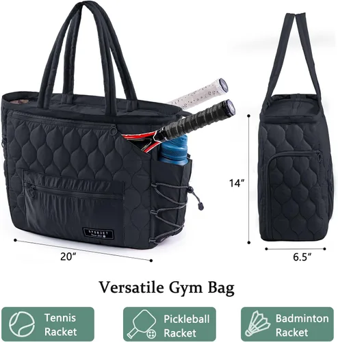 Miniatura 2 de Bolsa de Gimnasio de Tenis para Mujeres, Bolsa de Tenis con Capacidad para 2-4 Raquetas con Compartimento para Zapatos y Bolsillo Húmedo, Bolsas