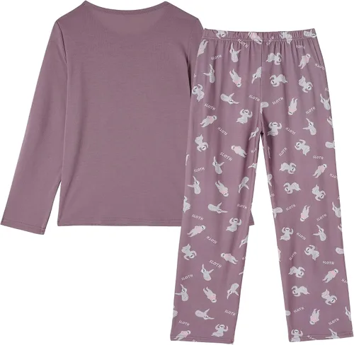 Miniatura 2 de Vopmocld Conjunto de pijama de gatos lindos para niñas grandes, 2 piezas, ropa de dormir de algodón para invierno