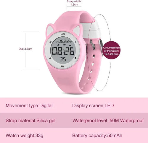 Miniatura 7 de Reloj deportivo digital para niñas y niños, monitor de actividad física con reloj despertador, cronómetro, relojes impermeables sin aplicación