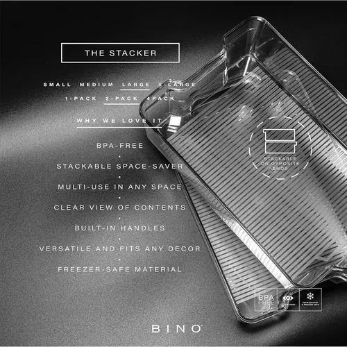 Miniatura 2 de BINO Contenedores de almacenamiento apilables, grandes, paquete de 2 de The Stacker Collection Contenedores de almacenamiento de plástico