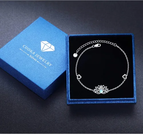 Miniatura 6 de Pulseras de plata de ley 925 con diseño floral de vidlotoluna de estrellaónixturquesapiedra lunarmalaquita, regalo de joyería floral para mujeres