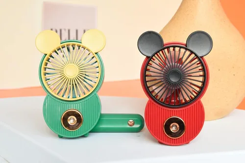 Miniatura 5 de LACOVIA Lindo ventilador de nebulización de ratón, ventilador portátil recargable USB de mano con 3 velocidades ajustables, plegable para viajar