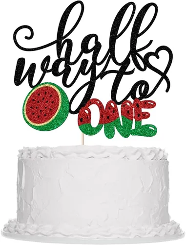 Miniatura 5 de Sleyberoy Decoración de pastel de Half Way to One, letrero de sandía feliz 6 meses, 1/2 camino a una fiesta, baby shower temático de frutas