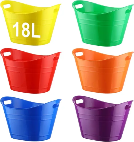 Miniatura 14 de Patelai 6 Piezas Cubetas de Hielo Pack, Cubetas de Hielo de Plástico con Asas, Tina de Almacenamiento Ovalada, Recipiente de Bebidas de Gran