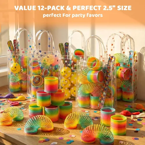 Miniatura 2 de JOHOUSE Rainbow Magic Spring Party Favores para niños, 12 piezas de plástico colorido de primavera juguete caja del tesoro juguetes de masa de juego