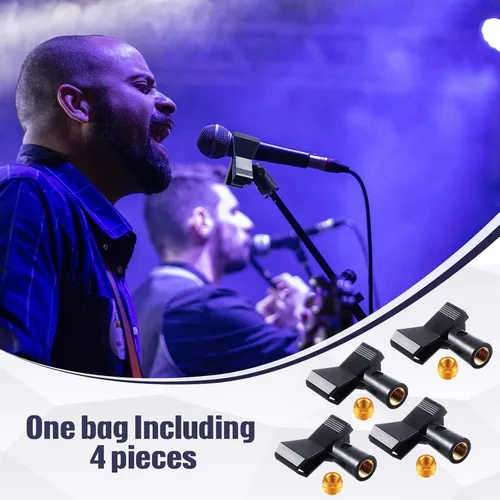 Miniatura 7 de 4 clips de micrófono para soportes con 4 adaptadores ajustables, soporte de micrófono, abrazadera de soporte de micrófono inalámbrico con adaptador