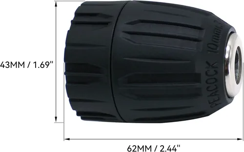 Miniatura 2 de HFS (R) Portabrocas sin llave para taladro de 3/8" con 24 UNF rosca montaje eje 0.031-0.394 in capacidad