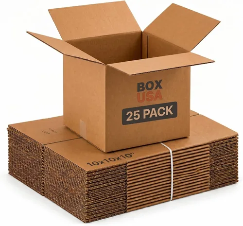 BOX USA Cajas de envío pequeñas de 10 pulgadas de largo x 10 pulgadas de ancho x 10 pulgadas de alto, paquete de 25 cajas de cartón para envío,