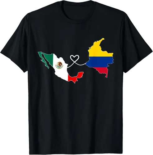 Camiseta Half Colombian Half Mexican Flag Map DNA Mexico Colombia