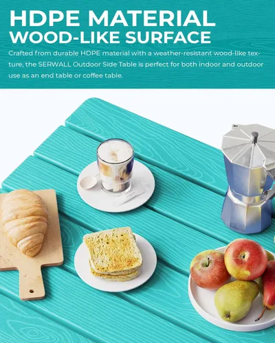 Miniatura 4 de SERWALL Mesa auxiliar Adirondack, mesa auxiliar para exteriores, sin montaje, mesa plegable pequeña de HDPE para patio trasero, piscina, porche