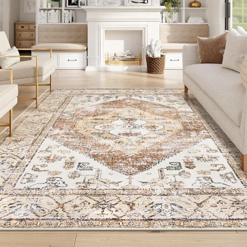 Miniatura 14 de Lahome - Tapete con diseño bohemio, pequeño, antideslizante, lavable, ultradelgado, con estampado oriental desgastado, para entrada, cocina
