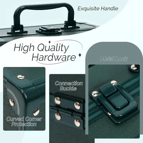 Miniatura 3 de Estuche de Maquillaje 2 Bandejas Caja Organizadora de Maquillaje Estuche de Maquillaje de Viaje Portátil con Cerradura Organizador de Almacenamiento