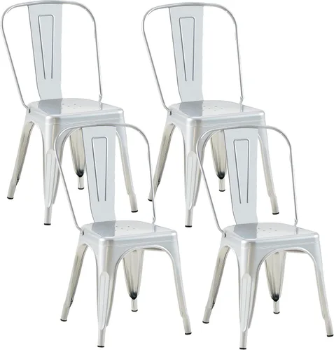 Miniatura 42 de Juego de 8 sillas de comedor de metal, sillas apilables estilo tolix con respaldo, diseñadas para el comedor diario, en interiores, cocina y comedor