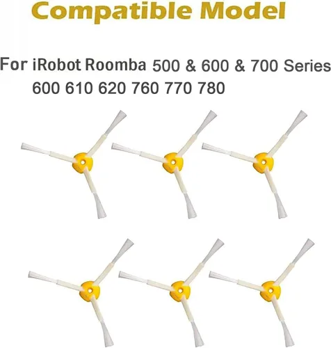 Miniatura 4 de Paquete de 6 cepillos laterales de repuesto de tres brazos para aspiradoras iRobot 500 600 700 series 560 630 650 760 770