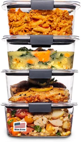 Miniatura 9 de Contenedor de almacenamiento de alimentos Rubbermaid Brilliance, plástico sin BPA, Mini, 0,5 tazas, 4 unidades, transparente, Transparente