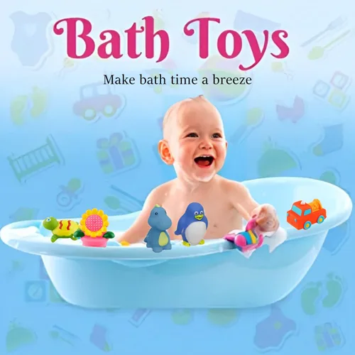 Miniatura 4 de Dimple Juego de 20 juguetes de baño flotantes, animales marinos, juguetes para niños y niñas, varios amigos de animales marinos, aprieta