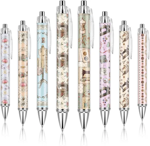 Miniatura 8 de Ireer 8 bolígrafos de bola para mujeres 1.00 mm de tinta negra lindos y elegantes, bolígrafos de punta fina de escritura suave para estudiantes