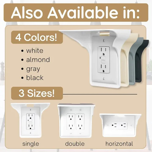 Miniatura 9 de Estante de Enchufes Doble de Pared Power Perch con Correa de Almacenamiento de Cables - Organiza y Recupera Espacio en el Baño - Soporte para Alexa