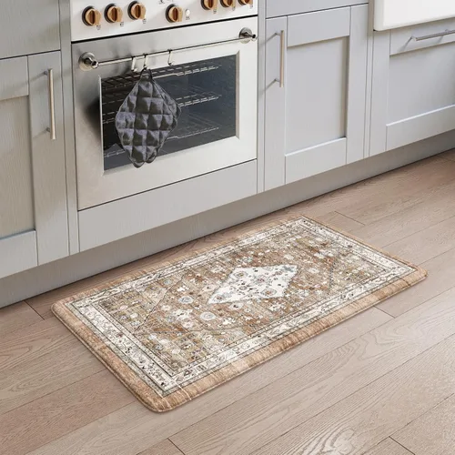 Miniatura 30 de Collive Alfombras y Tapetes Boho para Cocina 2 PIEZAS Alfombra Antifatiga Acolchada, Juego de 2 Alfombras de Cocina Impermeables Antideslizantes