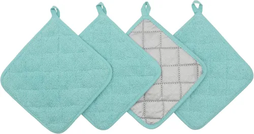 Miniatura 14 de Juego de 4 soportes de algodón para ollas de algodón, lavables a máquina, resistentes al calor, para uso diario, cocina, almohadillas calientes, Gris