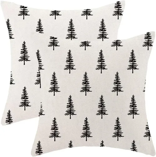 Miniatura 9 de AEIOAE Juego de 2 fundas de almohada de Navidad de 12 x 20 pulgadas, color rojo ciervo, alce y ciervo, fundas decorativas de lino de Navidad