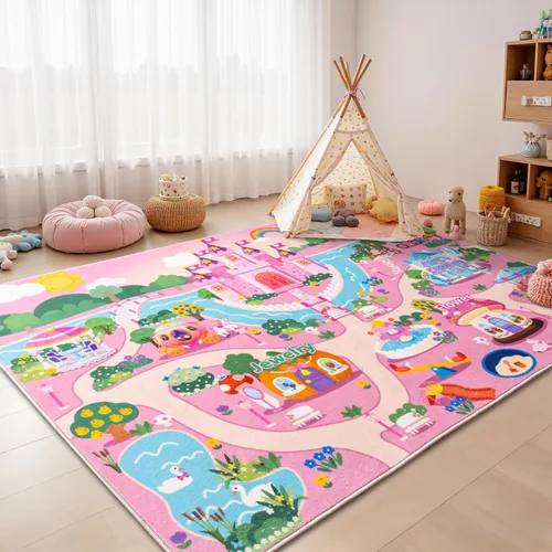 Miniatura 12 de Alfombra interactiva de juego para niños, de 4 x 6 pies, alfombra educativa para aprendizaje temprano con alfabeto, números, animales