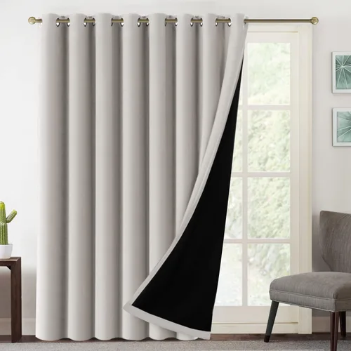 Miniatura 15 de MeilleMaison Paneles de cortina 100 % opacas para ventana de dormitorio, bloqueo de luz completa, de 84 pulgadas de largo, con aislamiento térmico