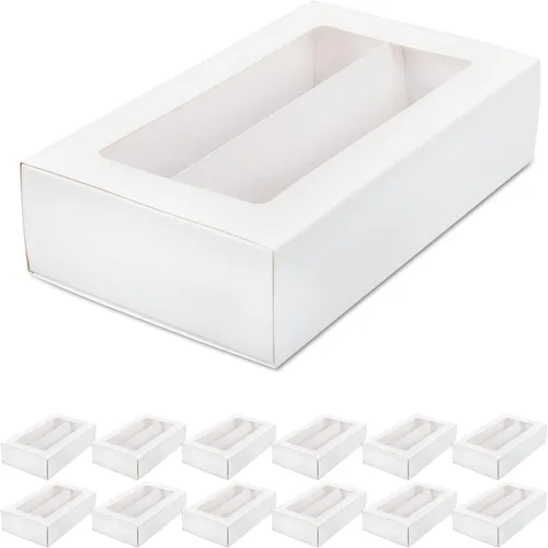 Miniatura 7 de 25 cajas de macarrones, caja de macarrones para 12, (medida interior 7.25 x 4 x 1.8 pulgadas), cajas de embalaje de macarrones con ventana