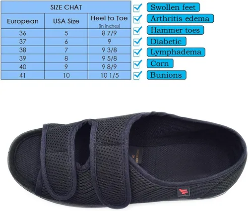 Miniatura 5 de Mei MACLEOD Cómodas pantuflas de casa con edema y artritis para diabéticos y pies planos hinchados para mujer, 10 ancho