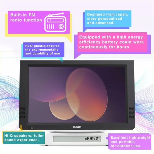 Miniatura 2 de Televisión portátil de 10 pulgadas, televisión pequeña con antena, TV a batería con entrada USB/SD/HDMI, sintonizador ATSC digital integrado