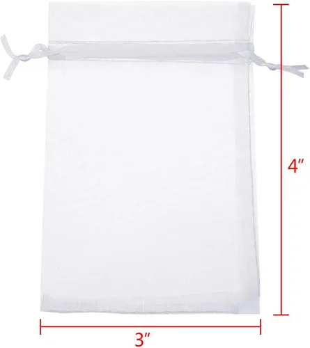 Miniatura 3 de Boshen 100/200 bolsas de organza transparentes para regalos y dulces, bolsas de malla para joyas con cordón al por mayor para detalles de bodas