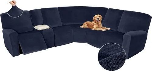 Miniatura 259 de Arfntevss Fundas de sofá seccional reclinable de terciopelo, Funda de sofá seccional de esquina para sofá reclinable, Funda elástica suave