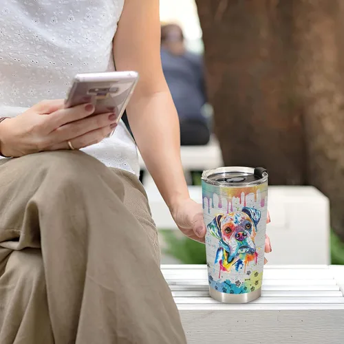 Miniatura 5 de Regalo para los Amantes de los Bóxer – Vaso Térmico Taza de Acero Inoxidable de 20oz, Regalo Divertido y Único para Dueños de Perros Bóxer, Perfecto