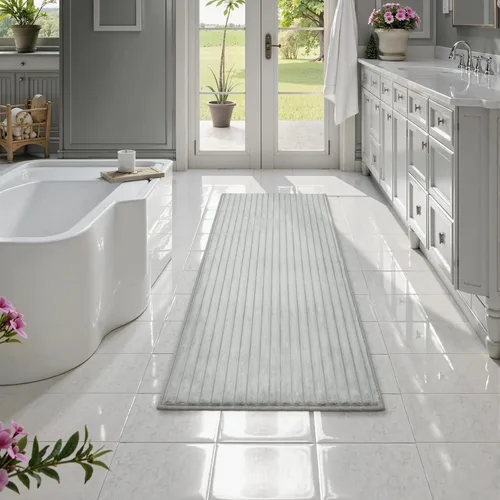 Miniatura 8 de Uphome Alfombras de baño de lujo a rayas de 47 x 20 pulgadas, alfombras de baño de microfibra extra suave y absorbente, respaldo de goma, secado