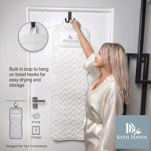 Miniatura 7 de Almohada de baño para bañera, almohada y alfombrilla de baño de cuerpo completo para soporte de cabeza, cuello y espalda, cojín relajante de spa
