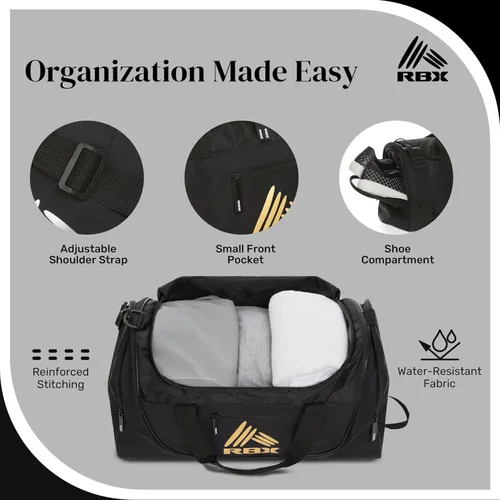 Miniatura 2 de RBX Bolsas de gimnasio para hombres, pequeña bolsa de gimnasio para mujeres con compartimento para zapatos, bolsa de lona para viajes, bolsa