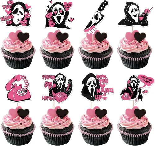 Miniatura 11 de Rsstarxi Paquete de 24 adornos para cupcakes Little Boo con purpurina, bruja, gato, calabaza, castillo, fantasma, magdalenas, alimentos, decoración