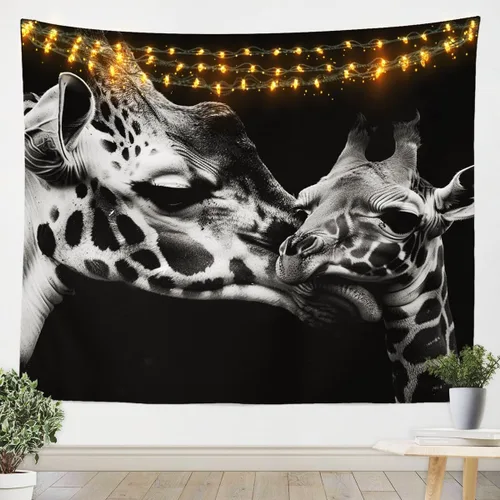 Homewish Tapices de jirafa para bebé, tapiz de jirafa 3D, color negro y blanco, arte para colgar en la pared, arte para dormitorio, estético,