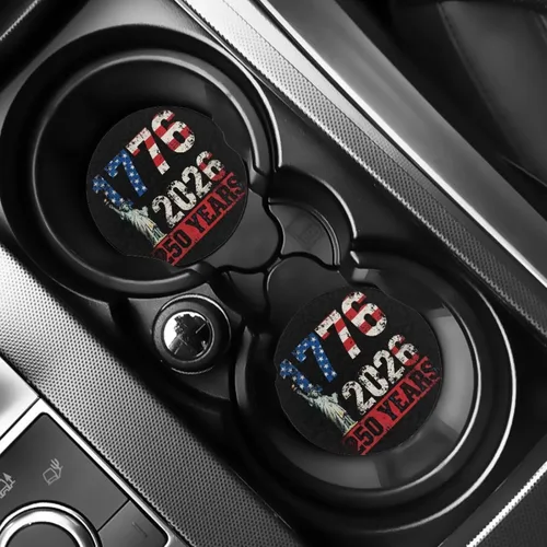 Miniatura 13 de AFPANQZ 250 Years Print Car Coasters for Cup Holders Absorbent Car Accessories 2.8" Car Cup Holder for Women 2 Pack