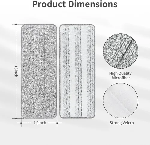 Miniatura 2 de 10 piezas de almohadillas de repuesto para escoba Joymoop, 13 * 4.9'' almohadillas universales para escoba recargables lavables para escoba húmeda