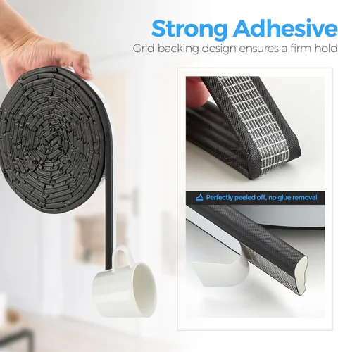 Miniatura 4 de 196 Pulgadas de Cinta de Sellado Autoadhesiva en Forma de Cuña para Puerta y Ventana - Aislamiento Insonorizante, Cinta de Espuma para Prevenir Negro