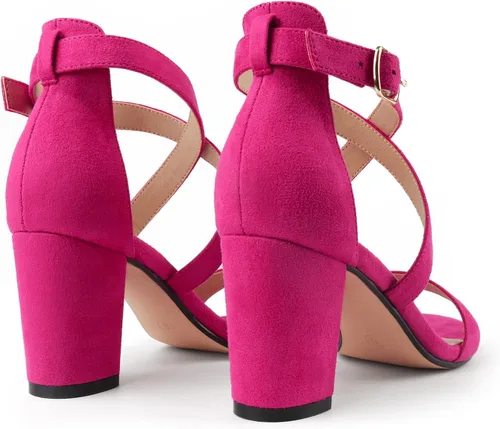 Miniatura 5 de JOY IN LOVE Sandalias de tacón bajo con correa de tobillo de 3 pulgadas para mujer