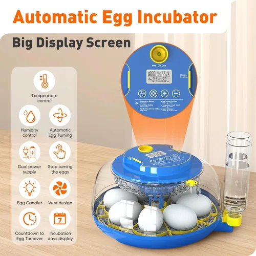 Miniatura 2 de MYPIN Incubadora de 18 huevos de gallina con control de temperatura, pantalla de humedad, giro automático de huevos, llenado automático de agua