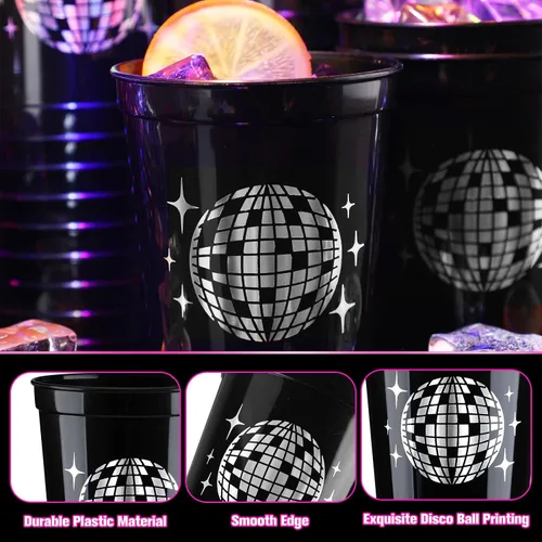 Miniatura 5 de Uiifan 30 tazas de bola de discoteca para fiesta de discoteca de 16 onzas reutilizables de plástico para despedida de soltera para vaquera