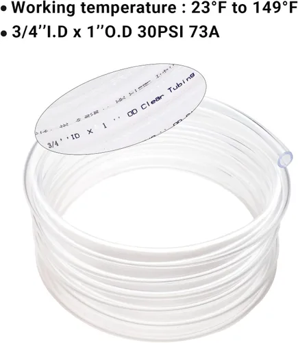 Miniatura 4 de Tubo de vinilo transparente de 3/4" ID × 1" DI × 25 pies 30PSI, tubo de plástico flexible, tubo de plástico ligero, manguera de vinilo híbrido