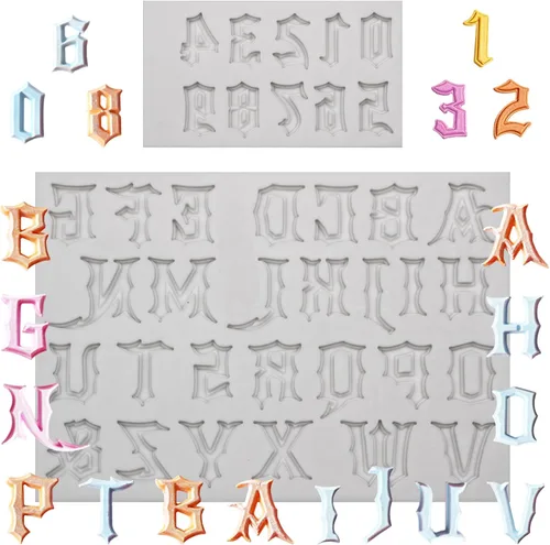 Miniatura 11 de 26 moldes de silicona con letras mayúsculas, 3D del alfabeto número 0-9 moldes de chocolate, para cumpleaños, aniversario, día de San Valentín