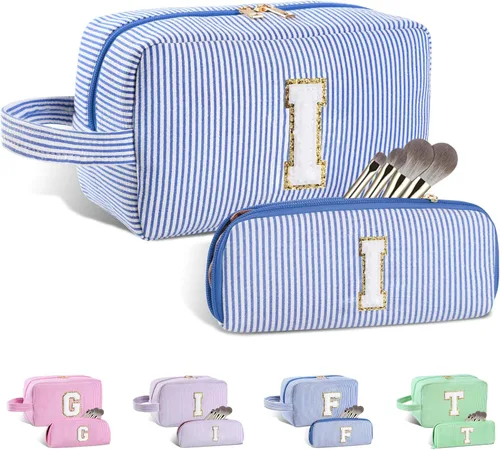 Miniatura 17 de Regalos personalizados para mujeres, bolsa de maquillaje con inicial, bolsa de maquillaje de viaje, bolsa de cosméticos, bolsa de artículos