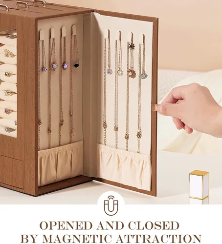 Miniatura 4 de Homde Organizador de joyas con ganchos transparentes para collares de ventana, regalo para mujeres, caja de joyería para collares, anillos, aretes