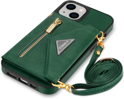 Miniatura 11 de Cartera con cremallera compatible con iPhone 14 Pro Max, funda cruzada con correa para mujer, tarjetero y cordón de 6.7 pulgadas, función atril
