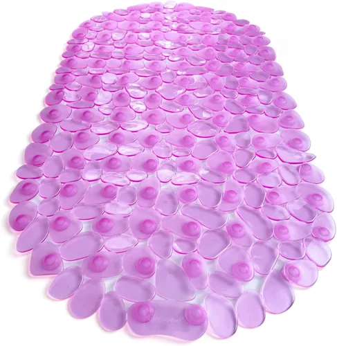 Miniatura 17 de Alfombra antideslizante para bañera y ducha "Pebbles" de 27 x 14 pulgadas, ovalada, no tóxica, segura, limpia, lavable a máquina, agarre y drenaje